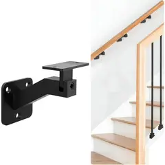 GENERICO - Soporte Pasamanos De Escalera Ajustable Metálico Negro