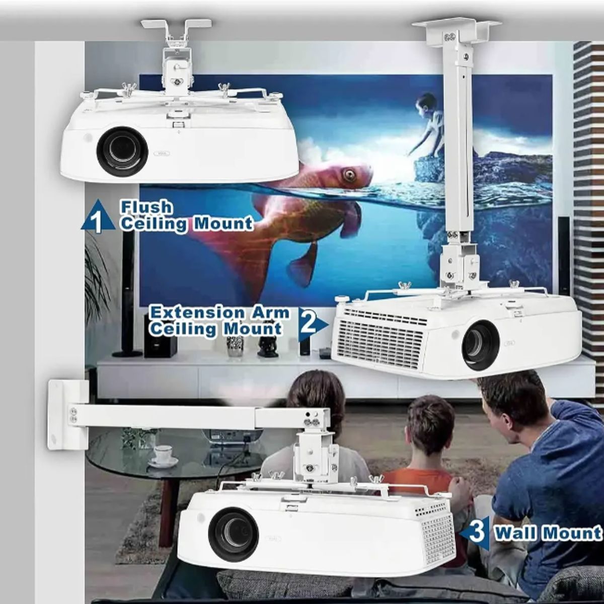 GENERICO - Soporte Con Brazo Techo Pared Para Proyector Data Firme