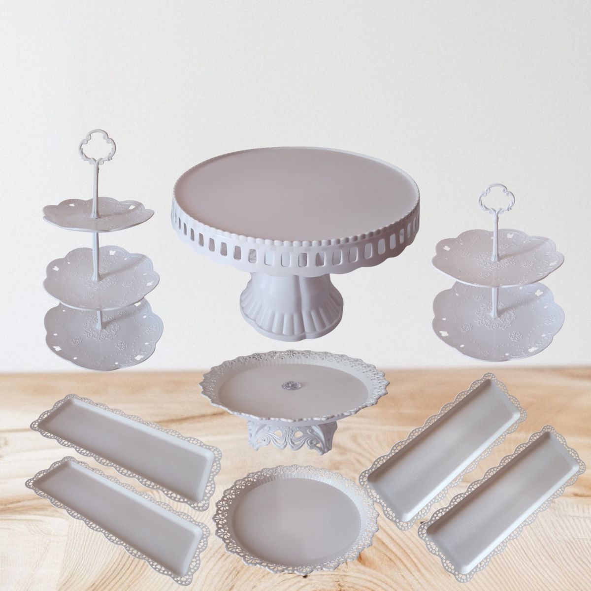 GENERICO - Oferta!! Set 9 Piezas para Pasteles Porta Torta - Porta Cupcakes - Bandejas