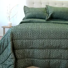 DORAL - CUBRECAMA PLUMON TOUCH DELUXE VERDE 2 PLAZAS