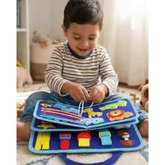 GENERICO - Libro Sensorial Busy Board Didactico Montessori 3 en 1 Juguete Educativo