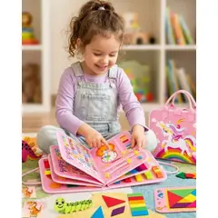 GENERICO - Libro Sensorial Busy Board Didactico Montessori 3 en 1 Juguete Educativo
