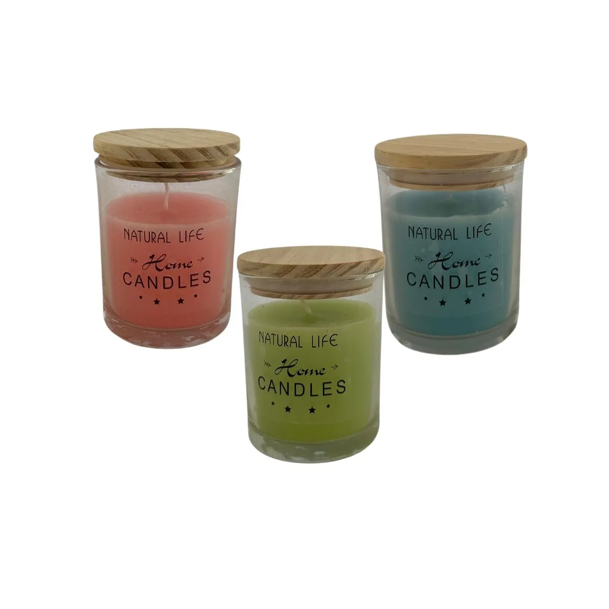 KIVARA - Vela Aromatica Decorativa Tapa Madera Pack De 3 Diseño A
