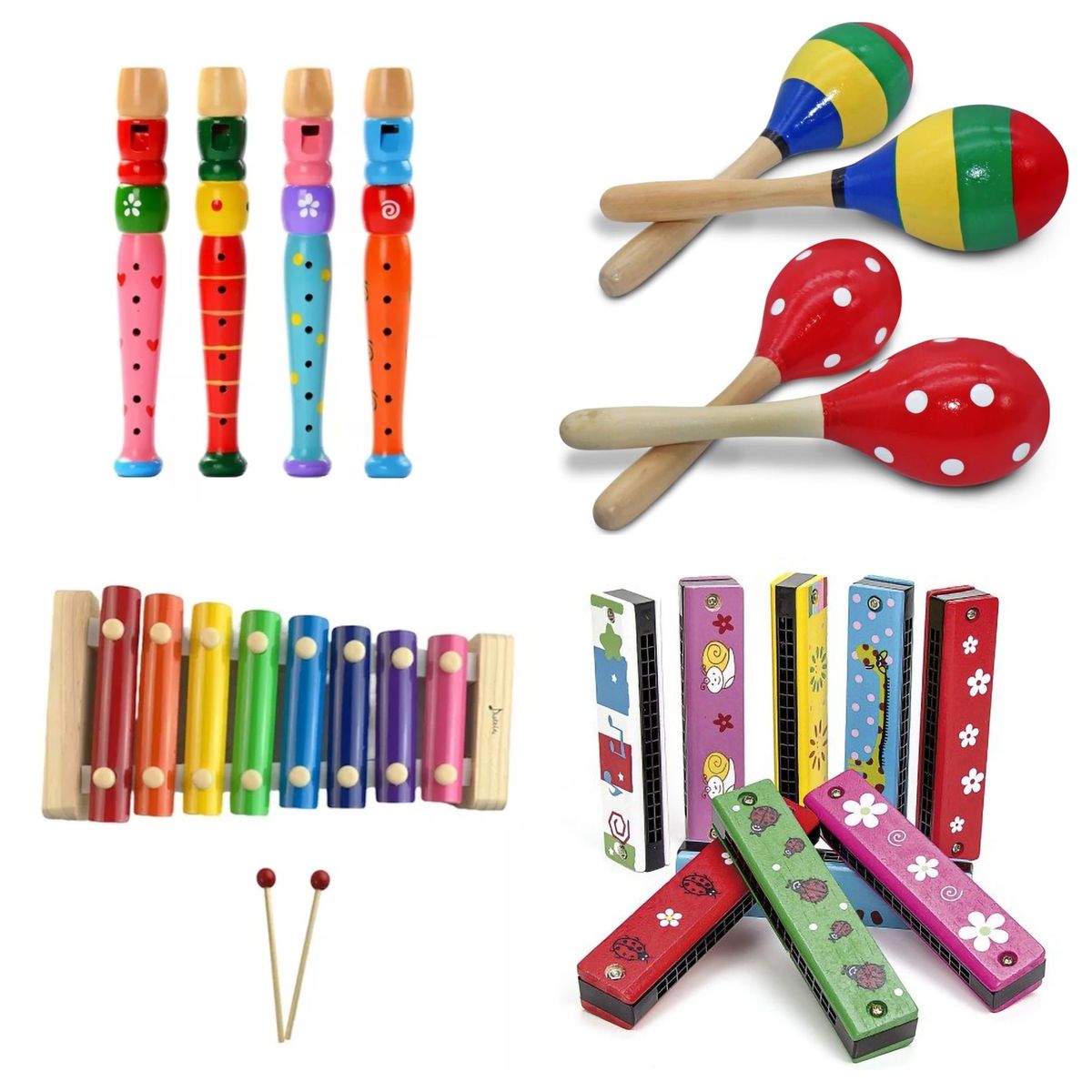 GENERICO - Juguetes Musicales Madera Para Niños Pack 4 Instrumentos (2)