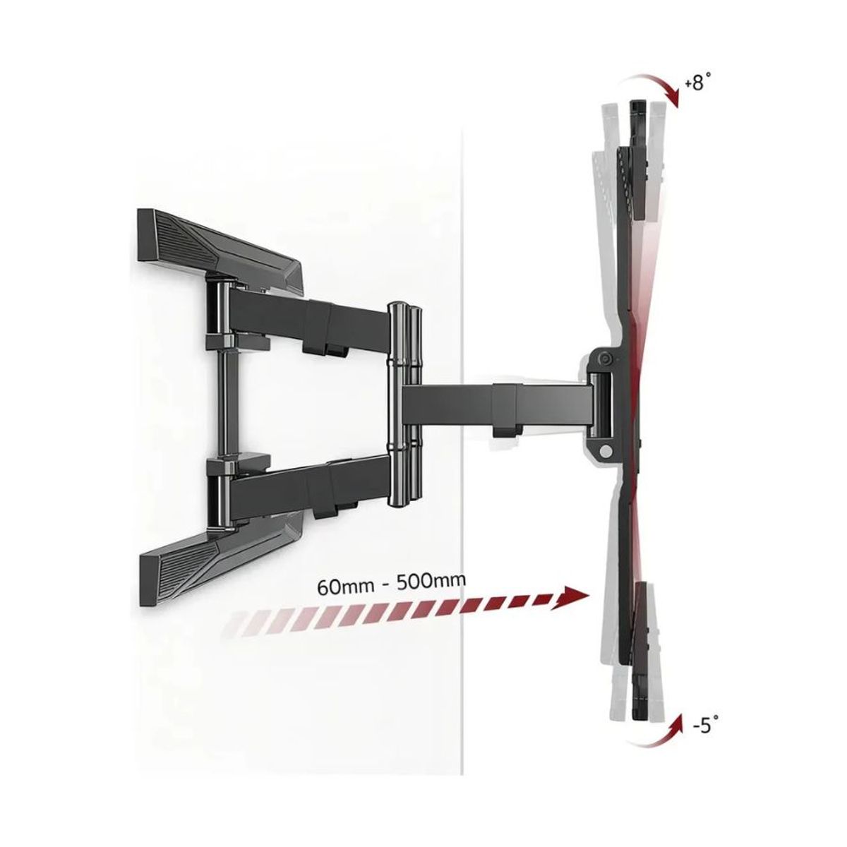 GENERICO - Brazo Articulado Base Tv Universal Soporte 55-85 Negro