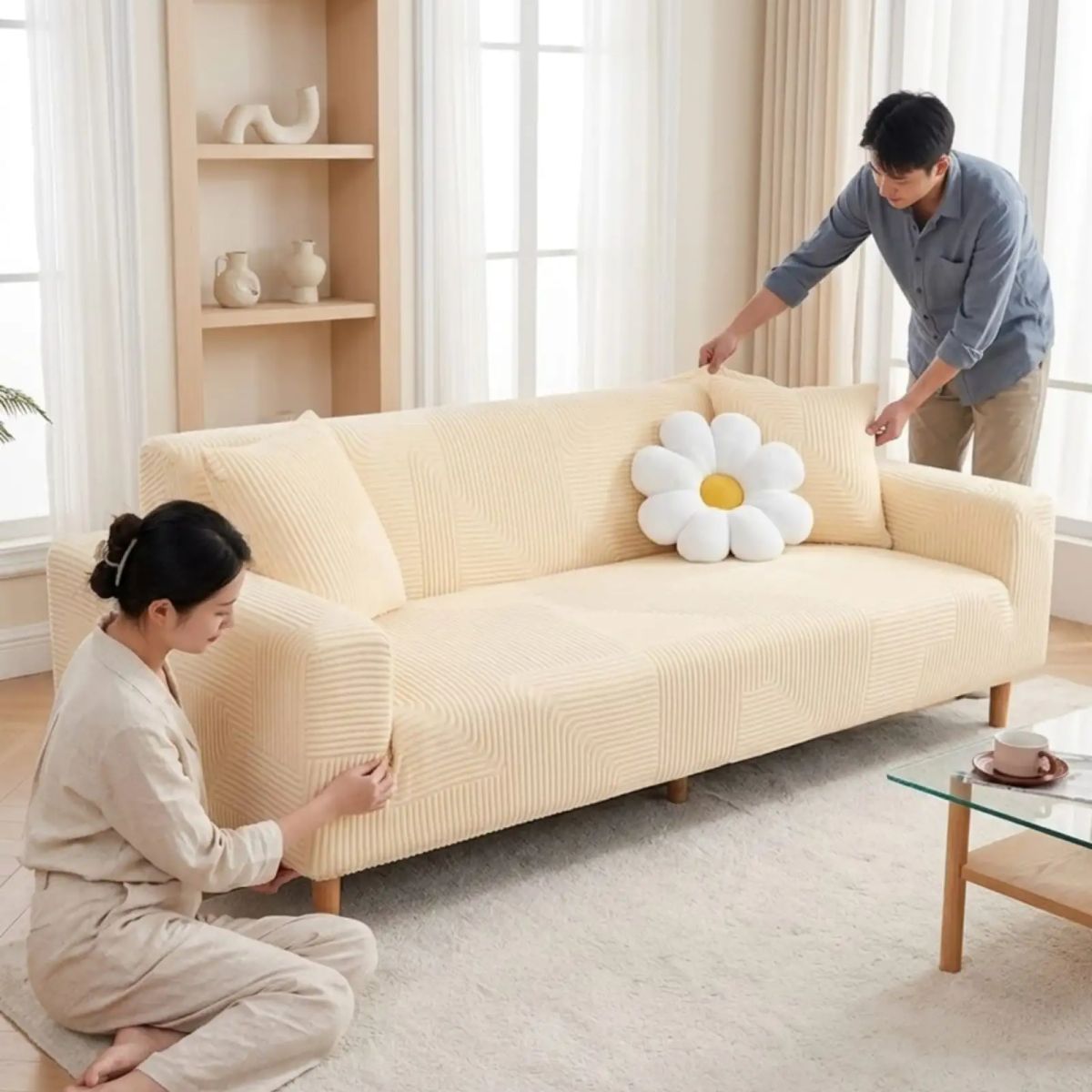 GENERICO - Funda De Sofa 2 Cuerpos Tela Polar Elastico Suave