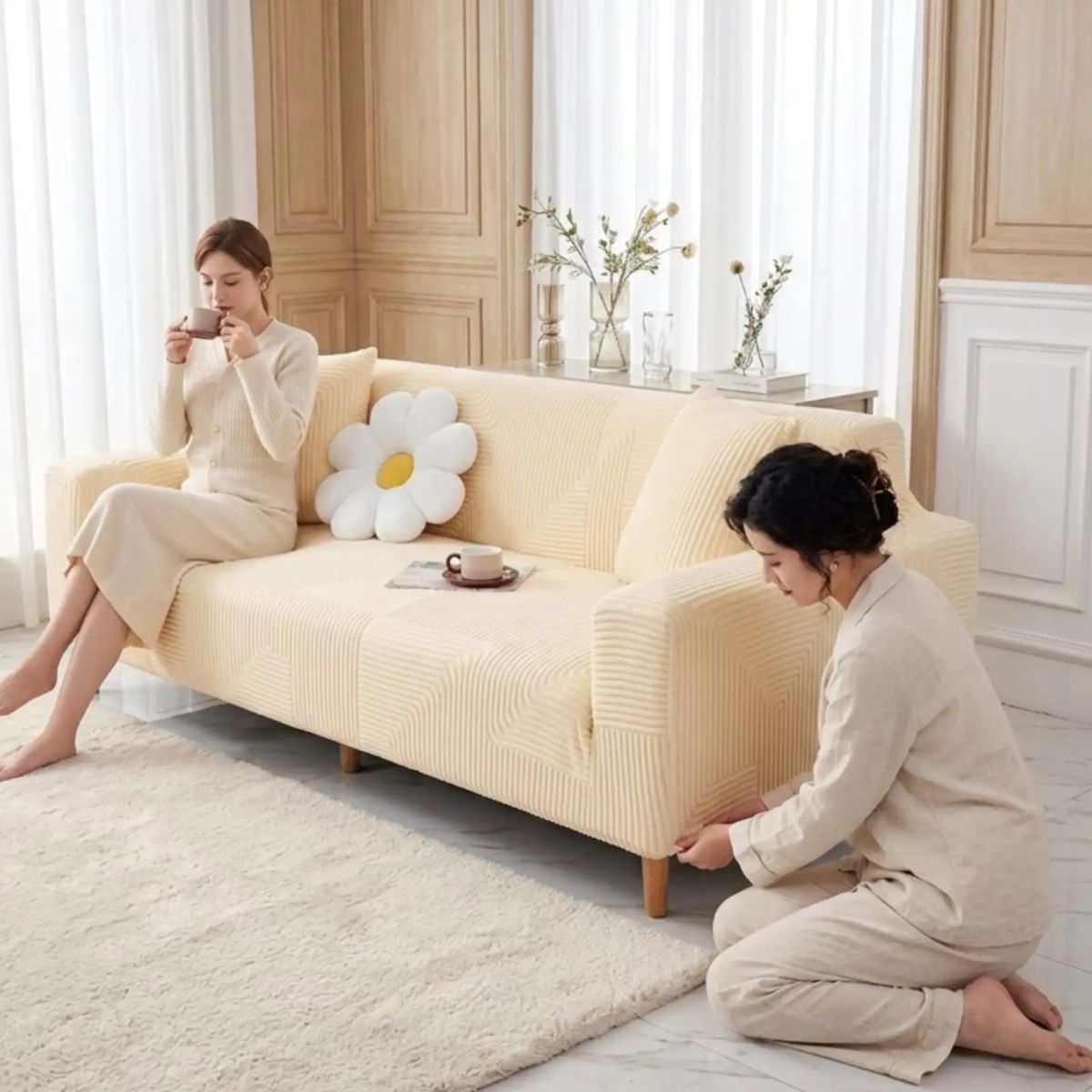 GENERICO - Funda De Sofa 2 Cuerpos Tela Polar Elastico Suave