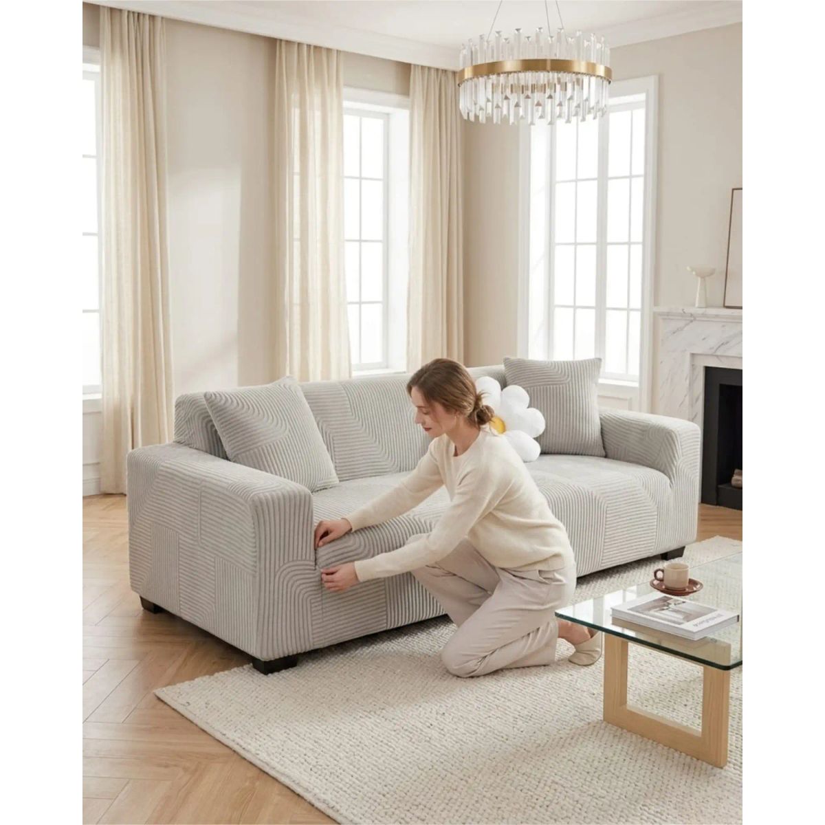 GENERICO - Funda Para Sofa 4 Cuerpos Diseño Moderno De Polar