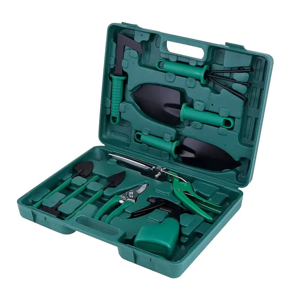 GENERICO - Kit Herramientas de Jardinería  Acero Rastrillo y Tijera de Podar