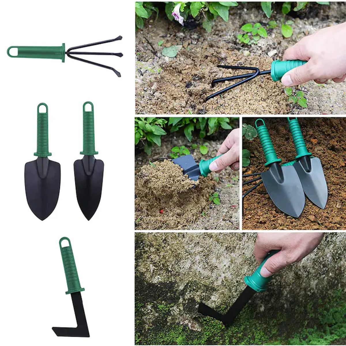 GENERICO - Kit Herramientas de Jardinería  Acero Rastrillo y Tijera de Podar