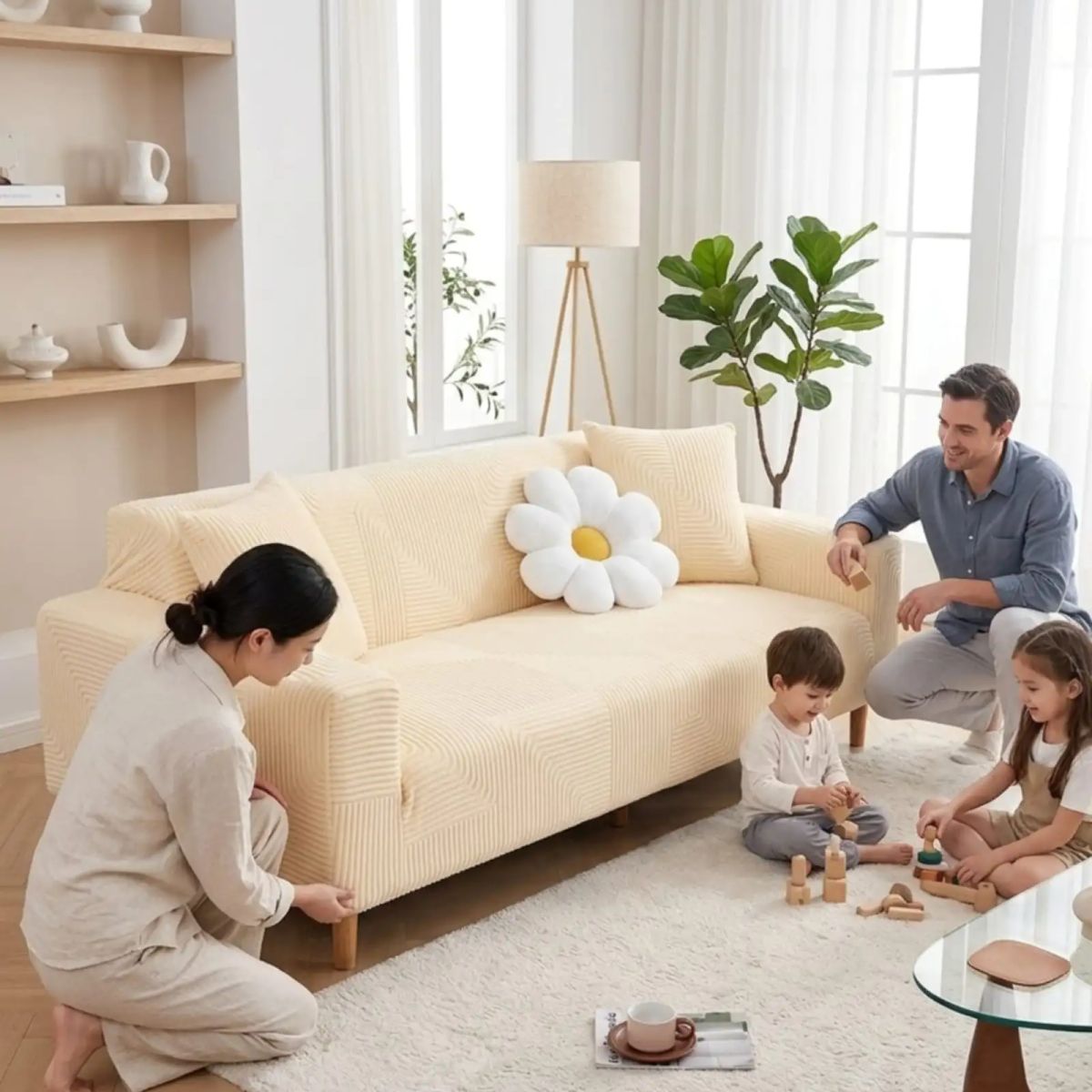 GENERICO - Funda Para Sofa 1 Cuerpos Diseño Moderno De Polar