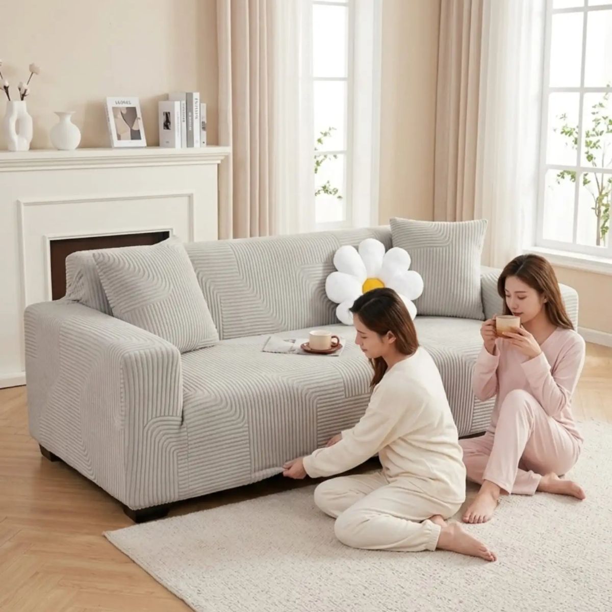 GENERICO - Funda Para Sofa 2 Cuerpos Diseño Moderno De Polar