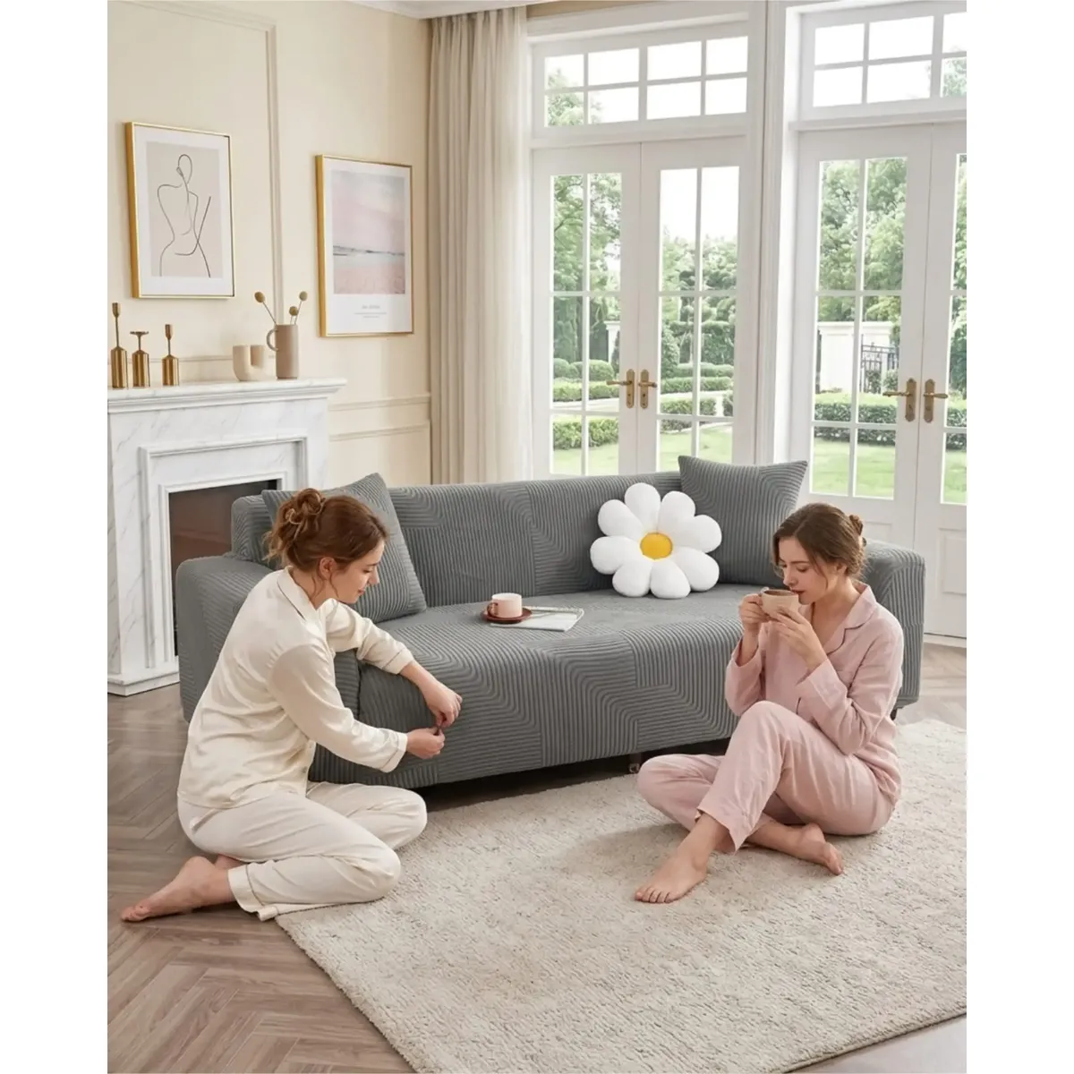 GENERICO - Funda Elástica Para Sofa 3 Cuerpos Polar Texturizado