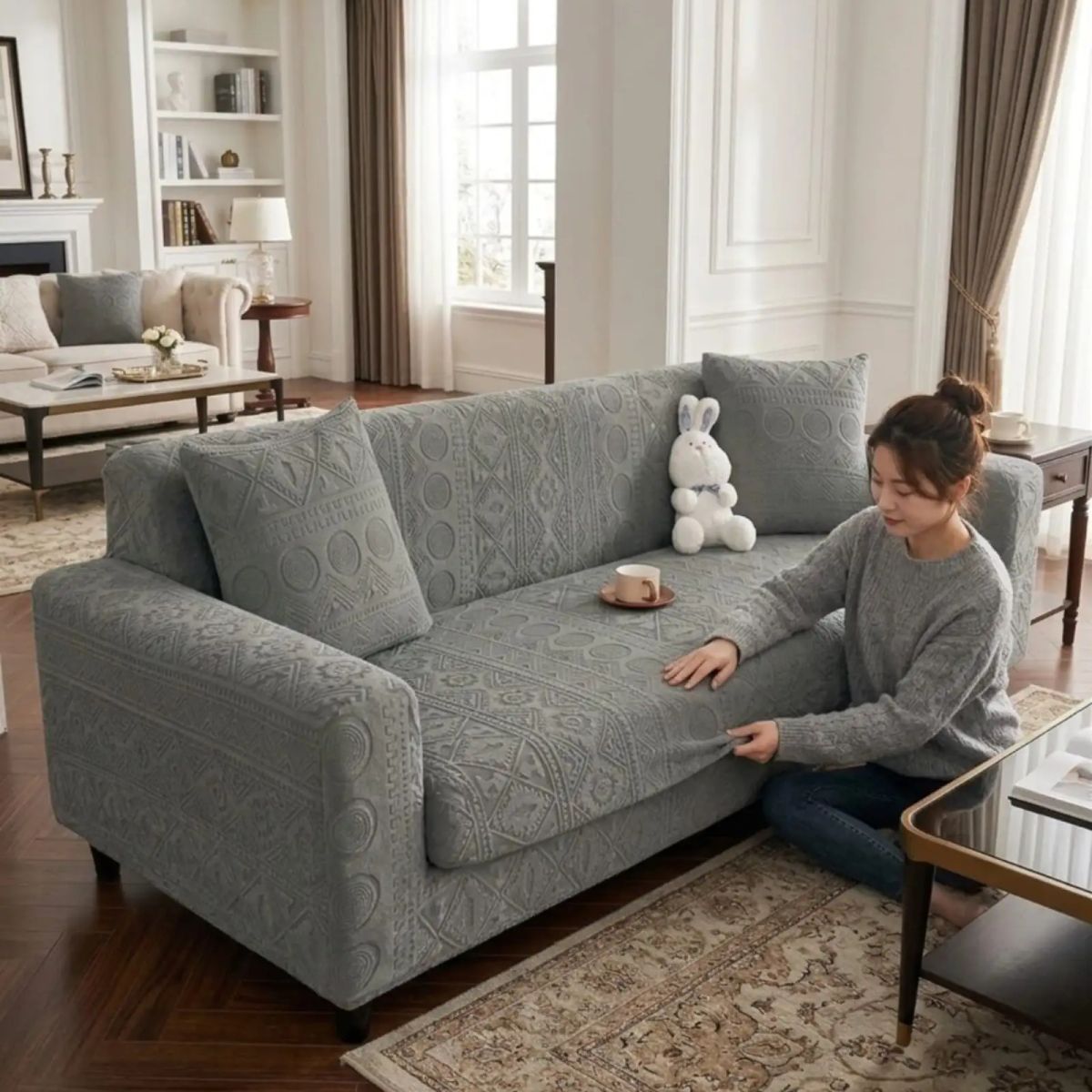 GENERICO - Funda Elástica Para Sofa 3 Cuerpos Polar Texturizado