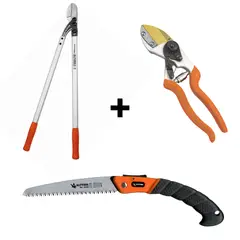 ALTUNA - PACK DE PODA TIJERON CORTE YUNQUE 90CM+SERRUCHO PLEGABLE+TIJERA CORTE YUNQUE