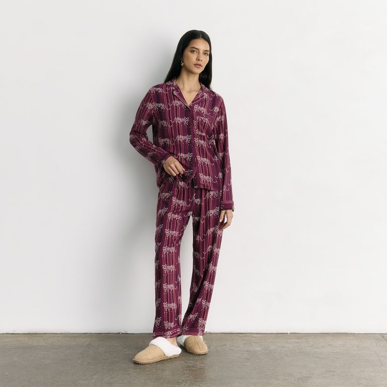 Pijama Camisero Tigres Burdeos XS