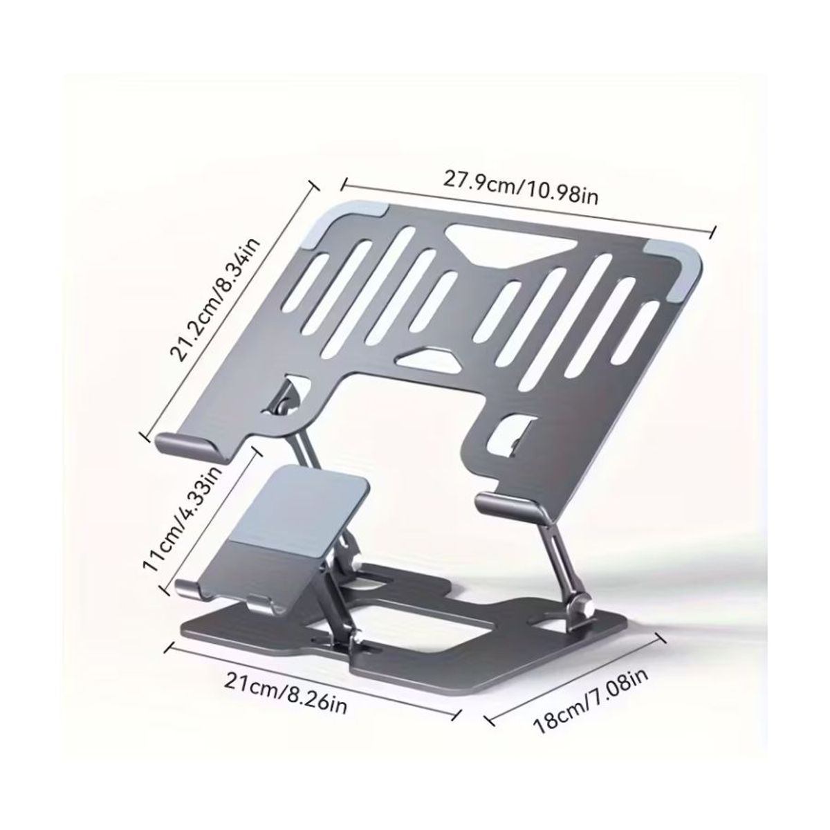 GENERICO - Soporte Ergonómico de Aluminio para Laptop y Celular 2 en 1