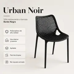 SPACE HOME - Silla Restaurant o Terraza Negra Apilable de Alta Calidad para Comedor, Patio o Cafetería