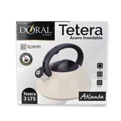 DORAL - Tetera Acero Inoxidable Con Pito 3.0 Litros - Línea Atlanta (Color Beige)