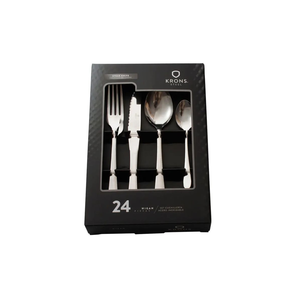 KRONS - Juego Cubiertos Carne Wigan Krons 24 Piezas Acero Inox Color Transparente