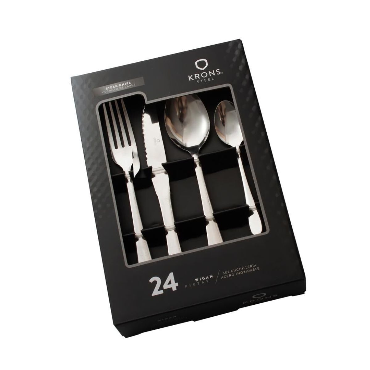 KRONS - Juego Cubiertos Carne Wigan Krons 24 Piezas Acero Inox Color Transparente