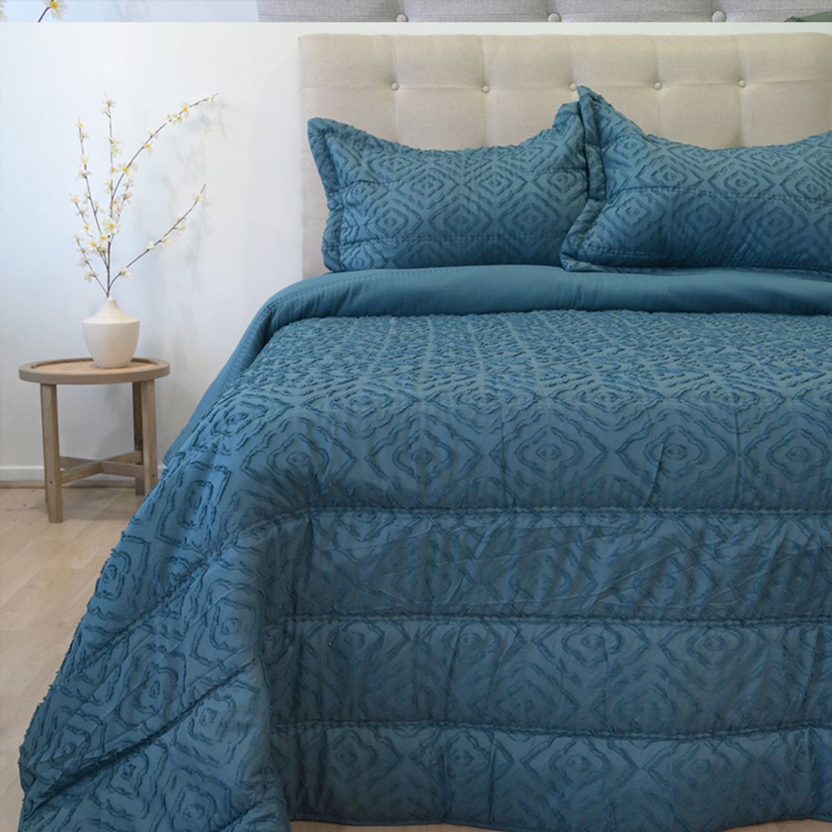 DORAL - CUBRECAMA PLUMON TOUCH DELUXE AZUL DORAL 2 PLAZAS