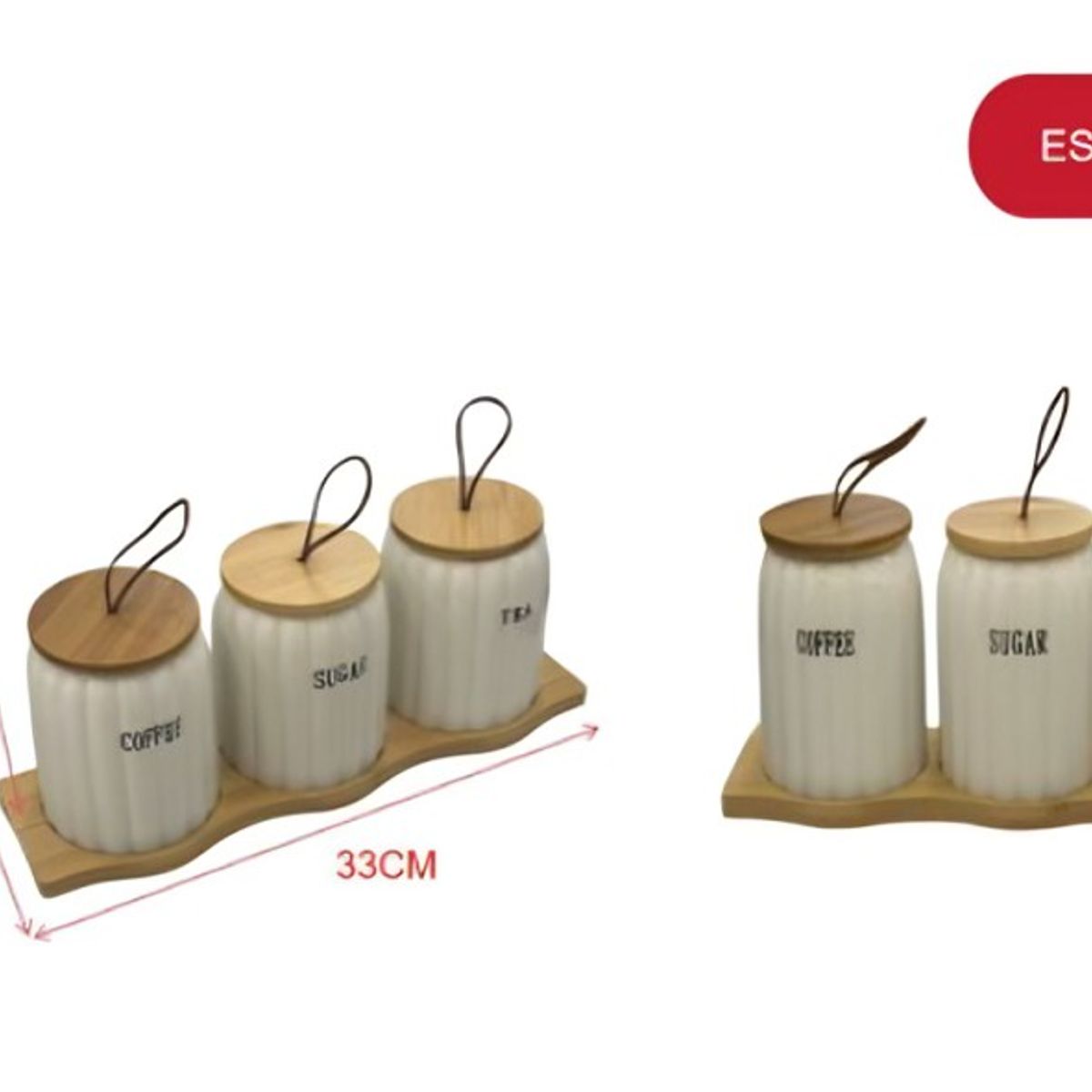 GENERICO - Set de Especieros 3 Piezas con Base Tarros de Cocina