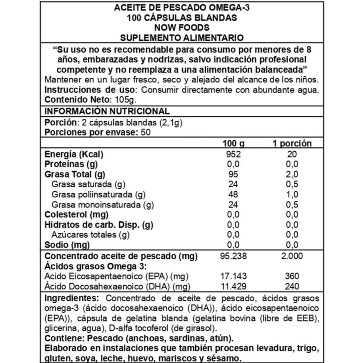 NOW - Omega 3 1000mg 100 Softgel - Now Foods