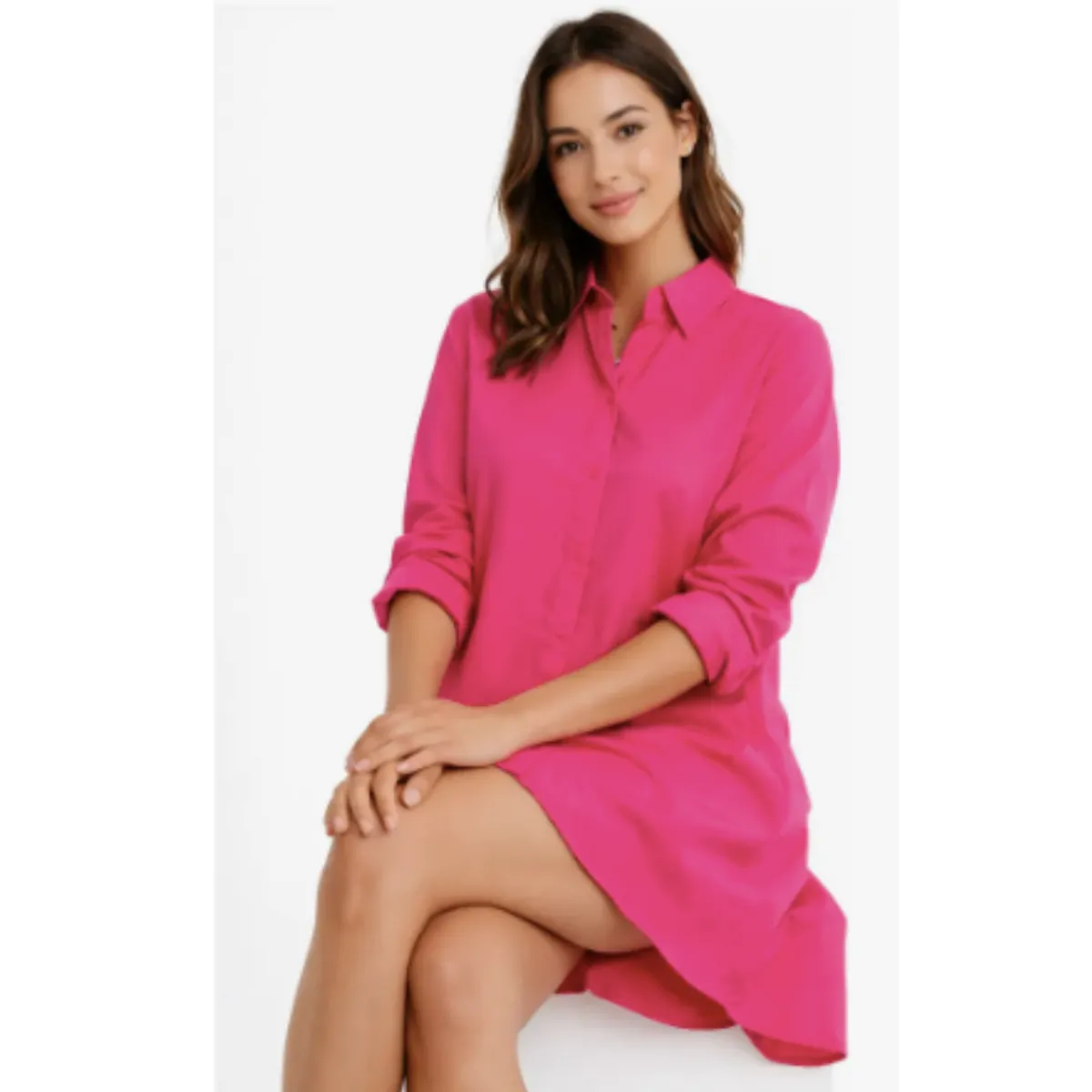 JRL - Vestido Tipo Camisa Corto Para Mujer