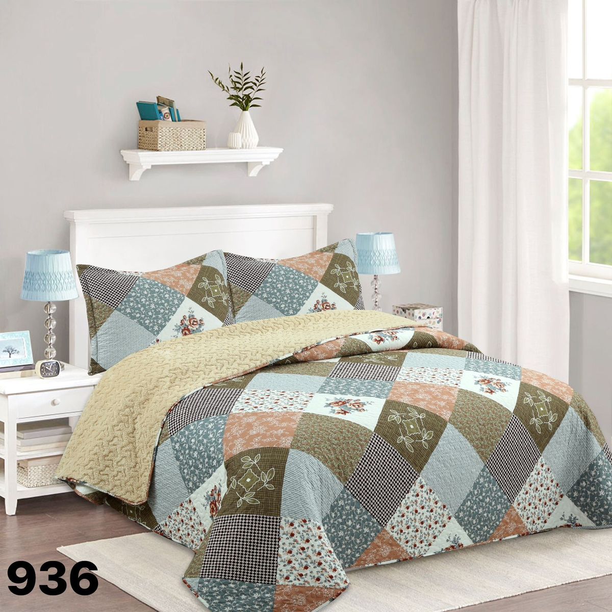 GENERICO - CUBRECAMA QUILT SHERPA POLIALGODON CHIPORRO ULTRA SUAVE