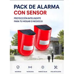 MOVI - Pack de Alarmas Solares Impermeables con Sensor 129DB