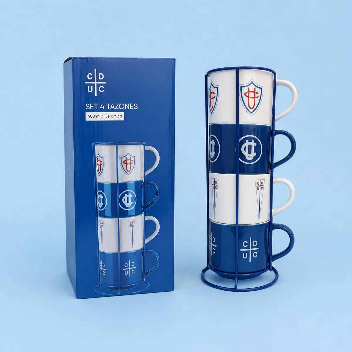 PONTIFICIA UNIVERSIDAD CATOLICA DE CHILE - SET 4 TAZONES DE CERAMICA COLECCION UNIVERSIDAD CATOLICA 400 ML