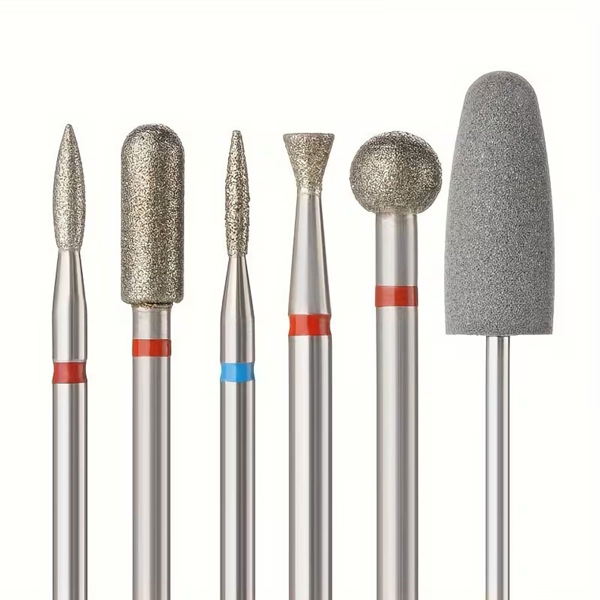 KUANGYE - 5 Fresas Diamantadas Y 1 De Silicona Para Manicure Rusa