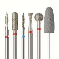 KUANGYE - 5 Fresas Diamantadas Y 1 De Silicona Para Manicure Rusa
