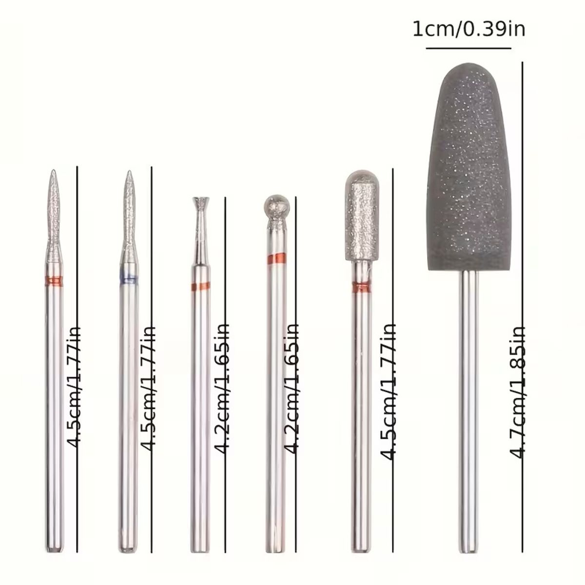 KUANGYE - 5 Fresas Diamantadas Y 1 De Silicona Para Manicure Rusa