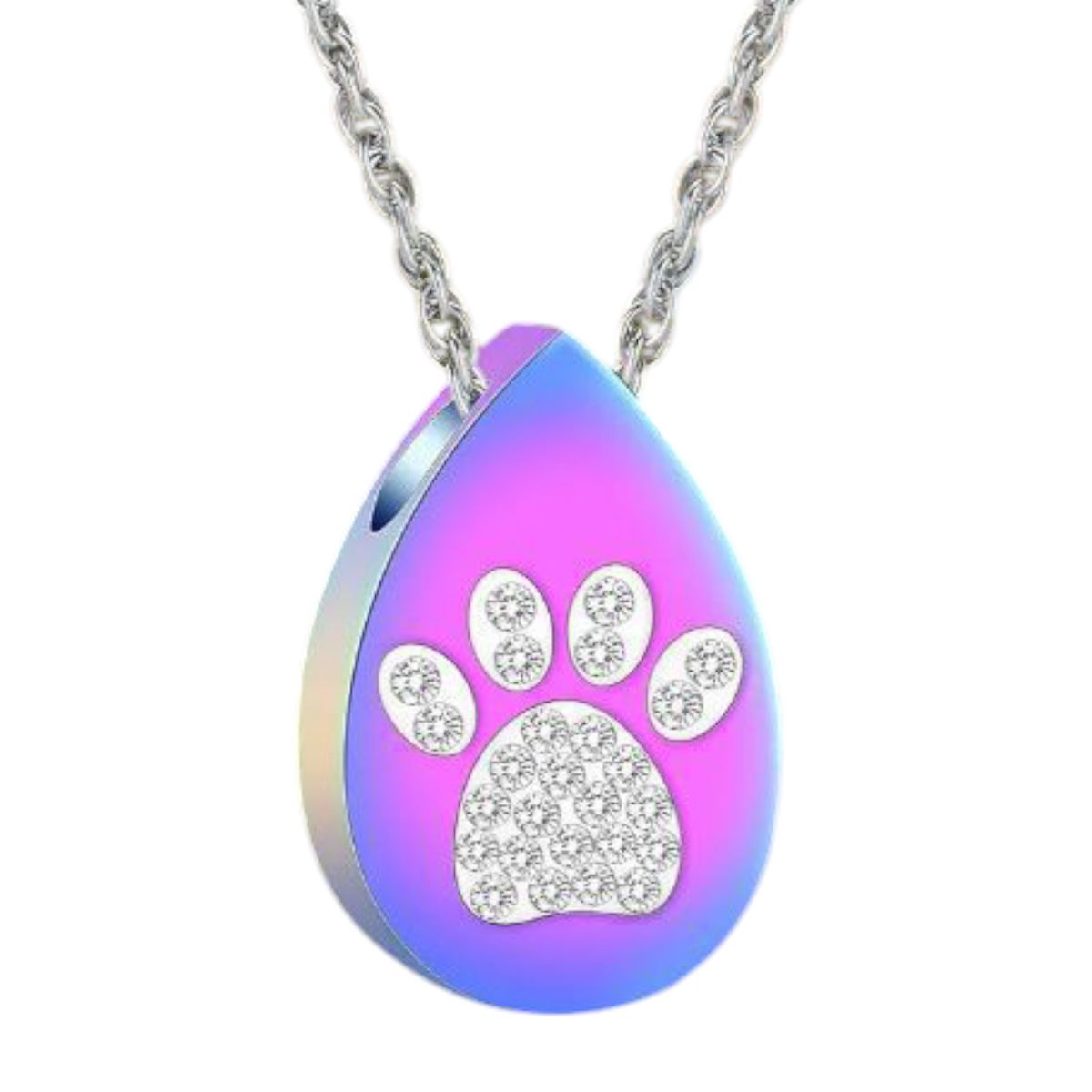 GENERICO - collar relicario para cenizas de macotas mod huellitas multicolor