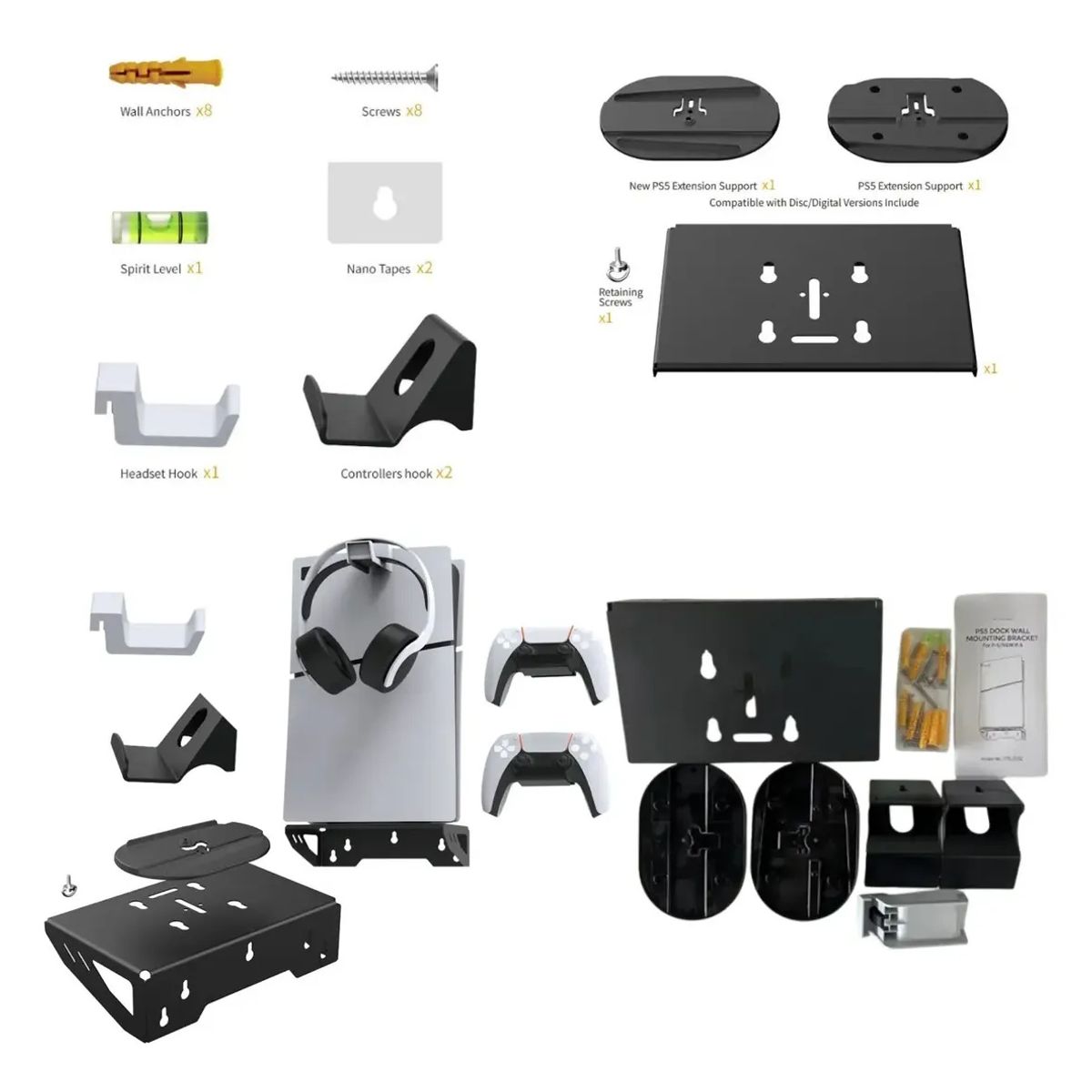 KUANGYE - Soporte Consola Compatible con Ps5 Playstation 5 Para Pared Muro Acces