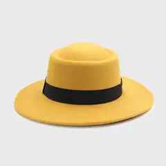 GENERICO - Sombrero español circular fieltro mostaza 0020MZ