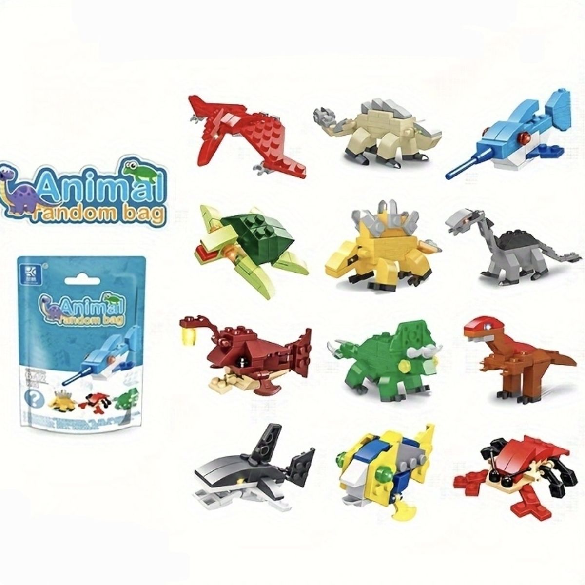 GENERICO - Bloques Mini 6 Piezas Dinosaurio y Animales Marinos Surtido.