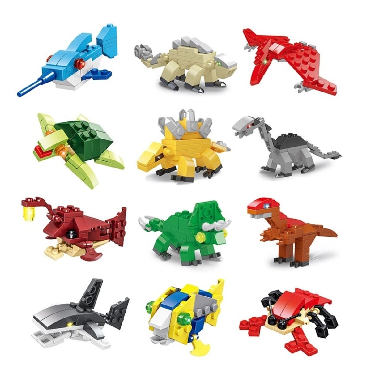 GENERICO - Bloques Mini 6 Piezas Dinosaurio y Animales Marinos Surtido.