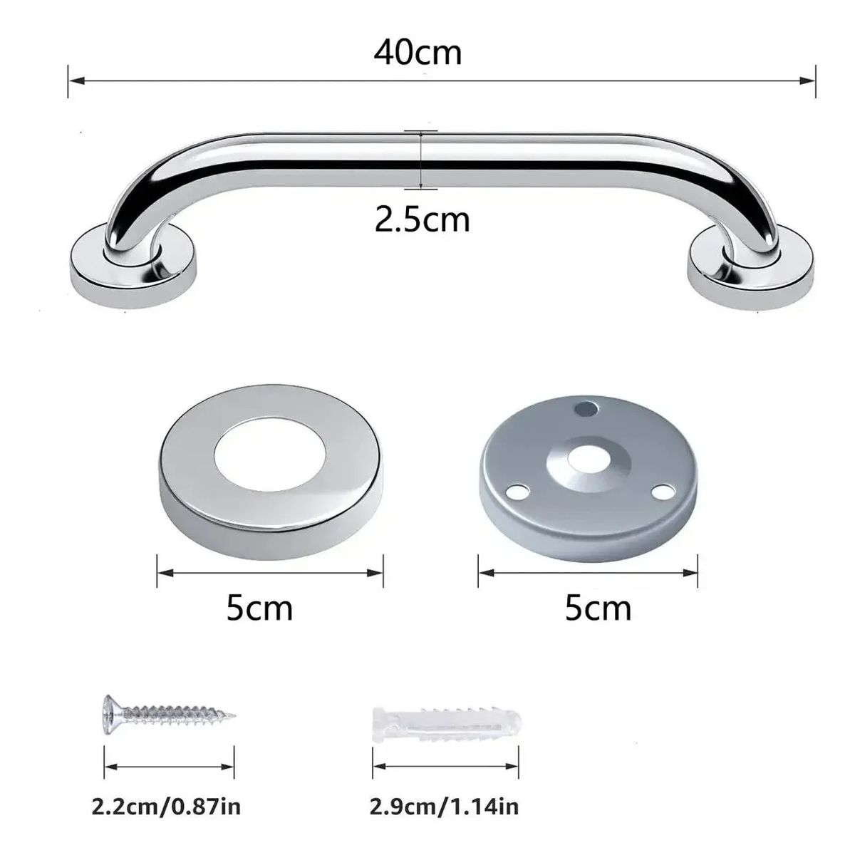 GENERICO - Barra de seguridad para baño 40 cm cromado