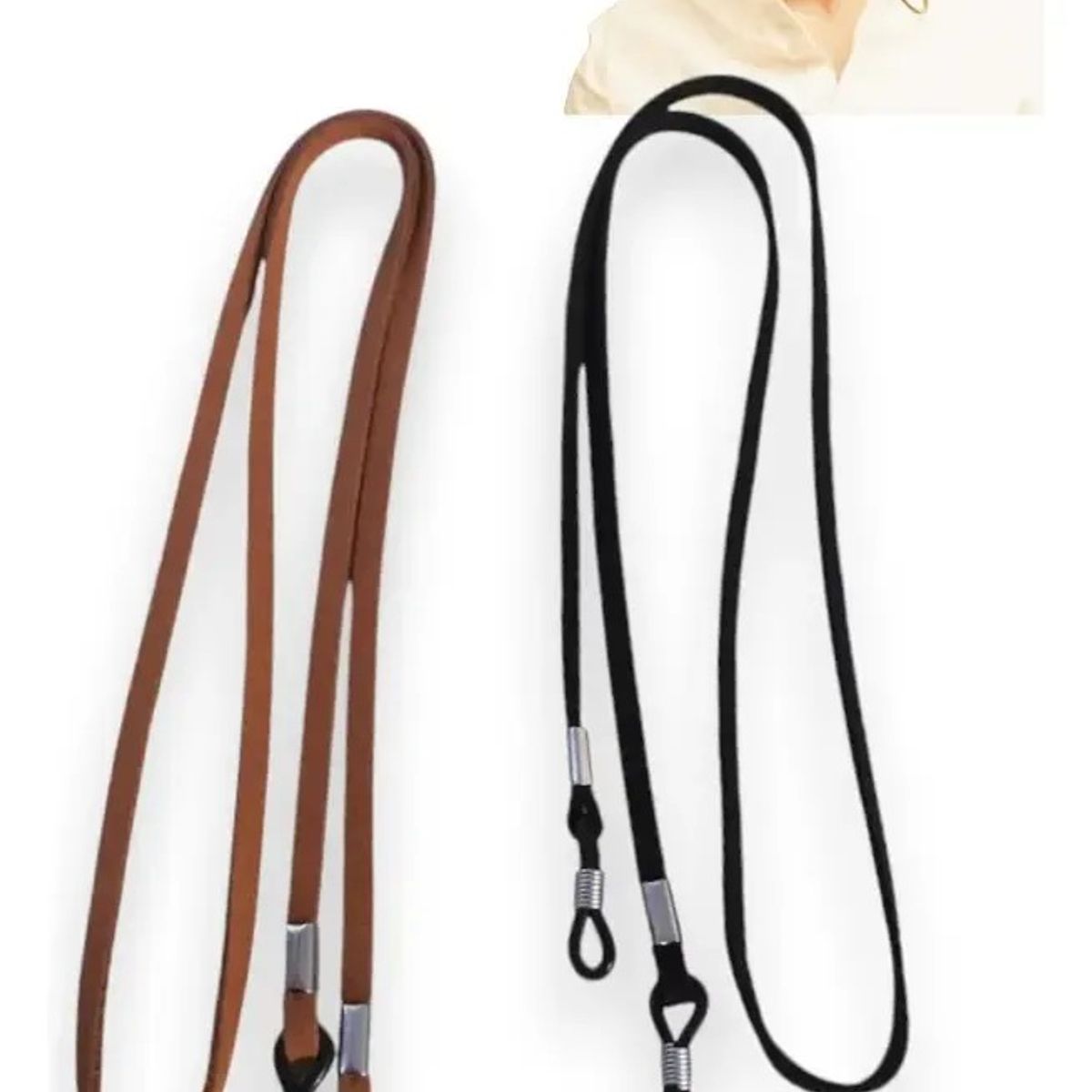 KUANGYE - Sujetador Strap Correa Para Lentes Cuero Set 2 Piezas