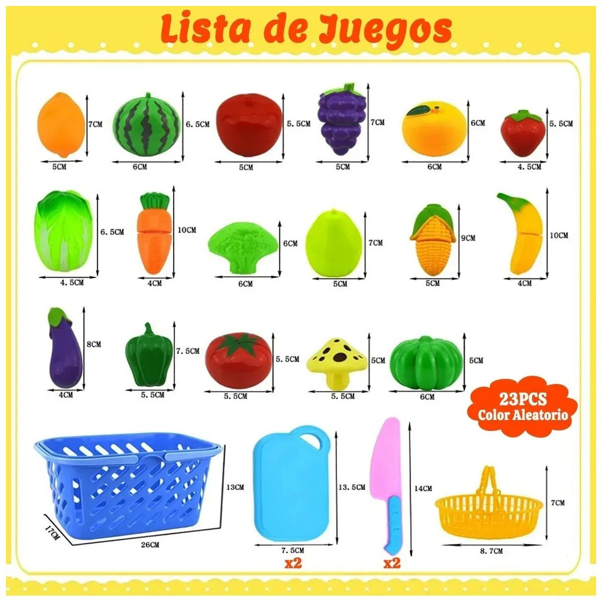 GENERICO - Juguete De Corte De Cocina De Frutas Y Verduras 23 Piezas