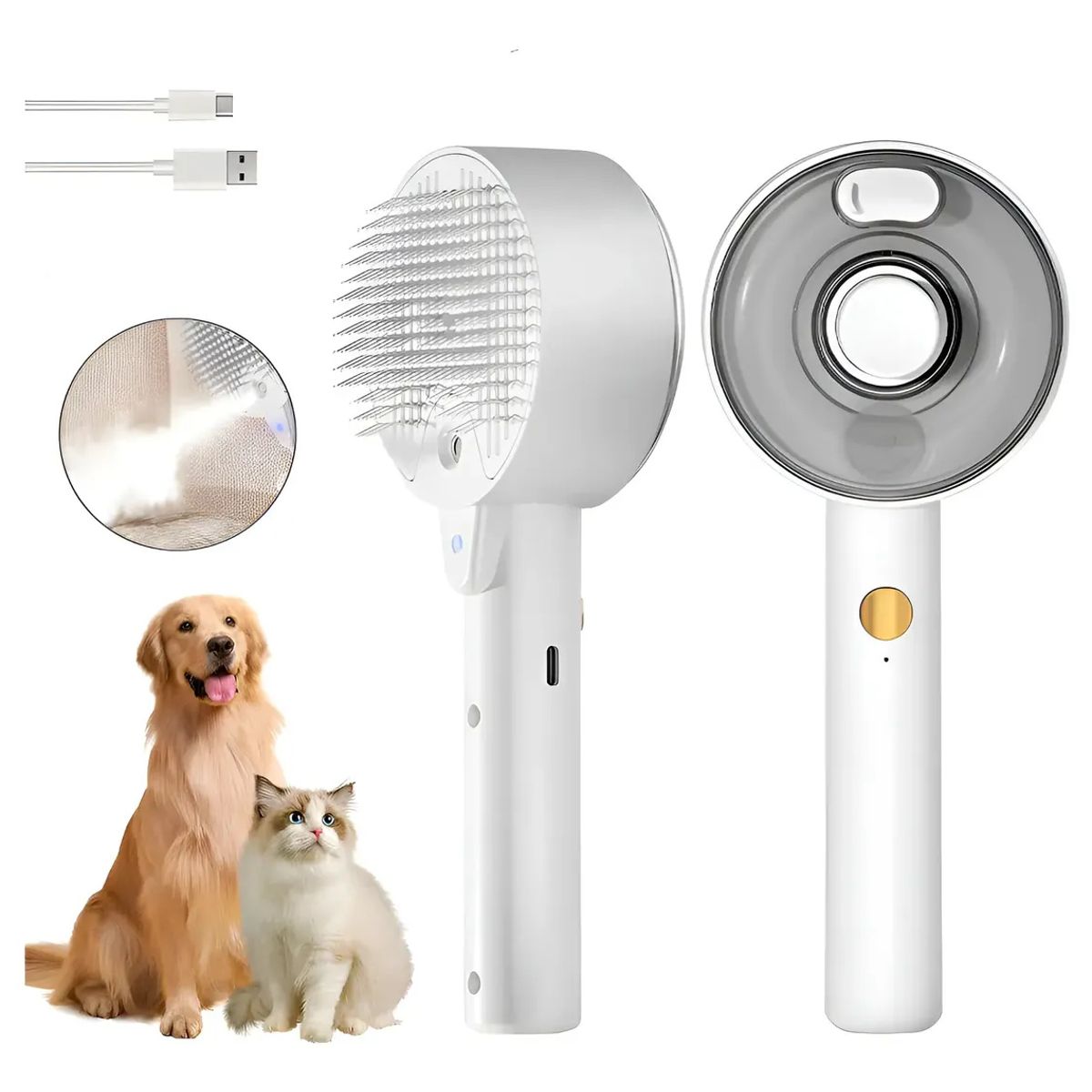 KUANGYE - Cepillo De Vapor Autolimpiante 4 En 1 Para Perros Y Gato