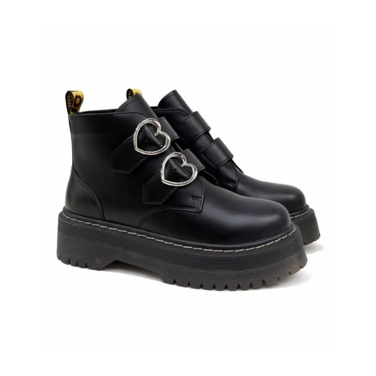 GENERICO - Botin Plataforma Chunky Hebillas Corazon
