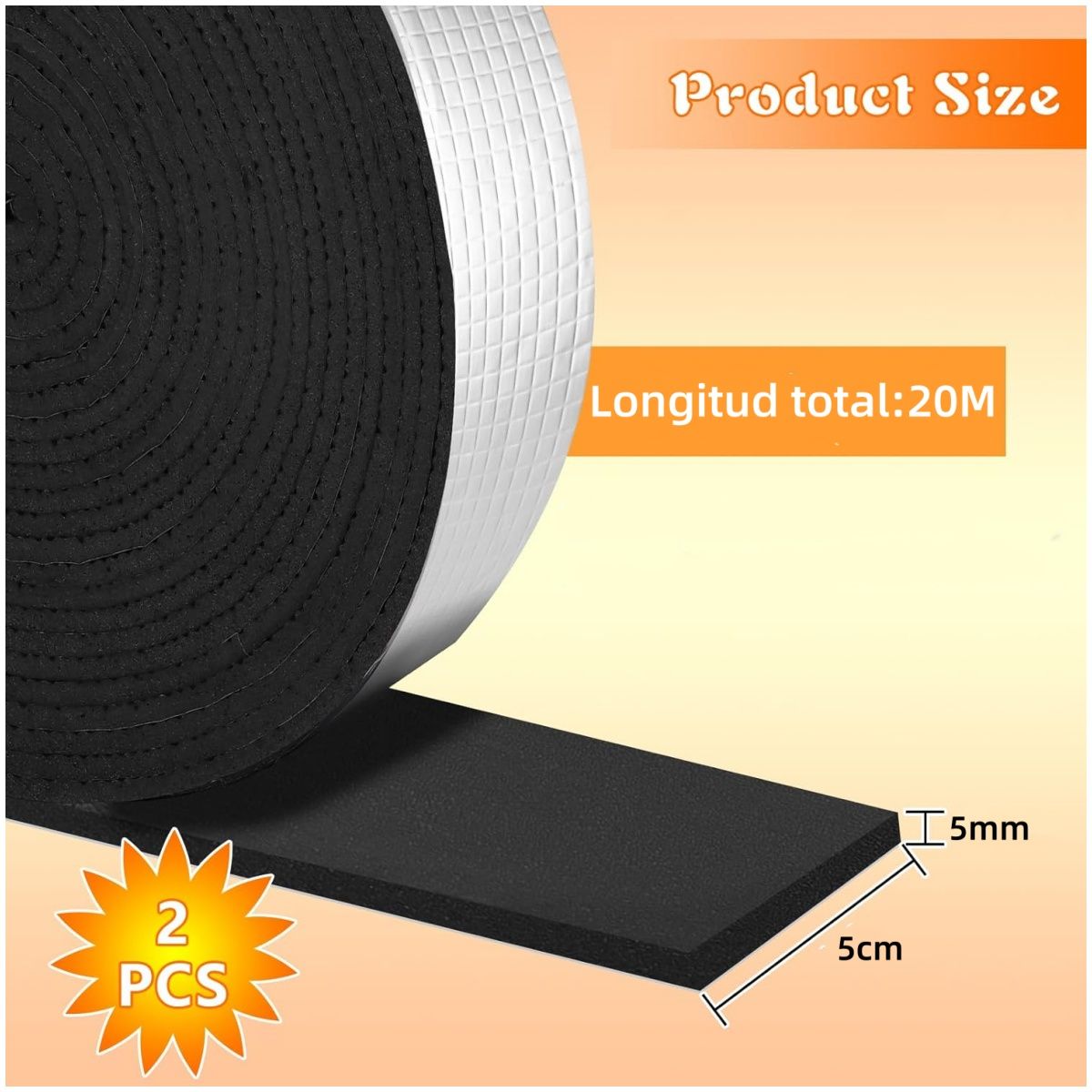 20M Cinta De Aluminio De Aislante Termico Para Tuberia ExterioresInterior,Autoadhesiva,Impermeable, marca KUANGYE - Foto 2