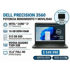 DELL - Notebook Reacondicionado Intel Core i7 11va Gen 16GB Ram 512GB Ssd NVIDIA T500 GARANTIA 6 MESES