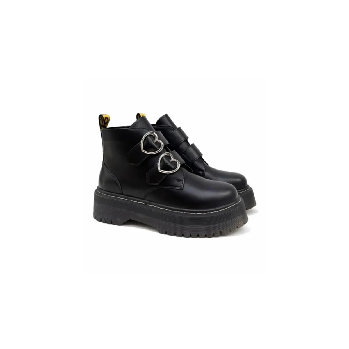 GENERICO - Botin Plataforma Chunky Hebillas Corazon