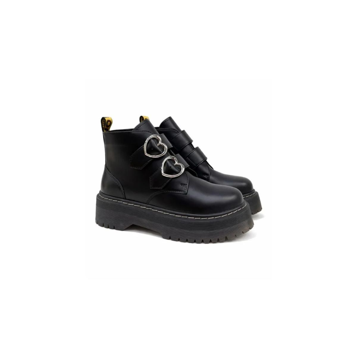 GENERICO - Botin Plataforma Chunky Hebillas Corazon