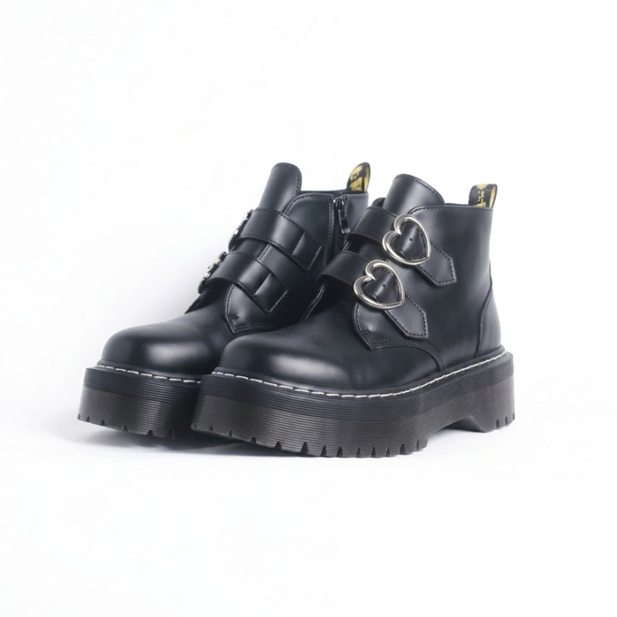 GENERICO - Botin Plataforma Chunky Hebillas Corazon
